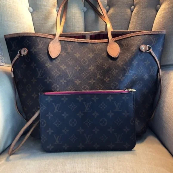 REMOVING 5-12 LOUIS VUITTON Neverfull MM Monogram Cerise - Picture 3 of 17